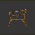 Orange Rattan Leisure Chair with Modern Woven Design and Comfortable Armrests