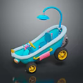 Fun Kids Toy Bathtub Car Featuring Blue Shower Head Yellow Wheels And Pink Accents