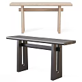 Modern Wooden Dining Table Set With Bench And Contrasting Light Dark Design 3d model