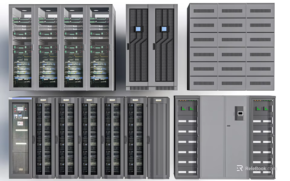 Commercial Equipment Server Racks And Data Storage Units For Data Centers 3d model 