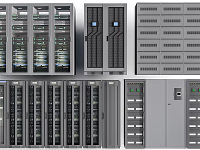 Commercial Equipment Server Racks And Data Storage Units For Data Centers 3d model