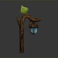 Artistic Wooden Stone Decorative Sculpture With Branch Leaf And Acorn Ornament