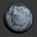 Globe of Earth Featuring Blue Oceans White Clouds Green Landmasses And Gray Background