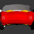 Red Convertible Sports Car With Yellow Interior On Black Background