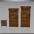 Wooden Furniture Collection With Arched Top Bookshelves And Small Drawer Cabinet