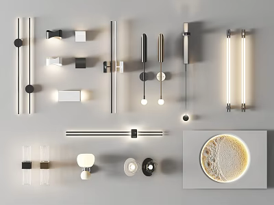 Modern Contemporary Lighting Combinations With Wall Ceiling Table And Floor Lamps 3d model