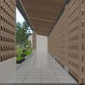 Tranquil Garden Landscape Pathway Featuring Wooden Lattice Walls Warm Lighting Stone Flooring And Stone Lantern