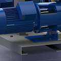 Industrial Pump Equipment With Blue Motors Silver Pipes Control Box And Support Structure 3d model