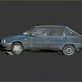 Old Blue Sedan With Worn Out Exterior And Classic Vintage Design Features