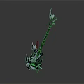 Elaborate Fantasy Musical Instrument 3D Model With Metallic Decorations And Purple Glowing Parts