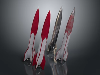 Advanced Rocket Engines With Different Red And Silver Designs And Aerodynamic Shapes 3d model