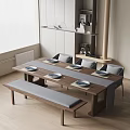 POLTRONA Dining Table and Chair Solid Wood Dining Table and Chair Table and Chair Combination Tableware Ornaments Chandelier 3d model