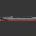 Detailed Scale Model of Aircraft Carrier Water Vessel with Flight Deck and Red Hull Design