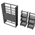 Metal Retail Display Shelves With Multiple Tiers And Grid Design In Various Sizes