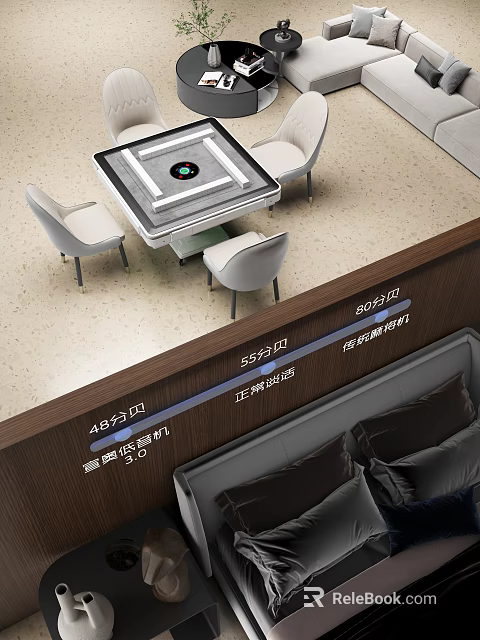 Heated Dining Table With Odor Removal Function And Matching Chairs Sofa Set 3d model