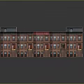 Terraced Brick Townhouse Row With Gray Roofs Front Steps and Multiple Units