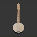 Daily Life Wooden Banjo With Round Body And String Design For Household Use