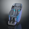 Modern Gray And Blue Massage Chair With Breathable Mesh Design And Footrest