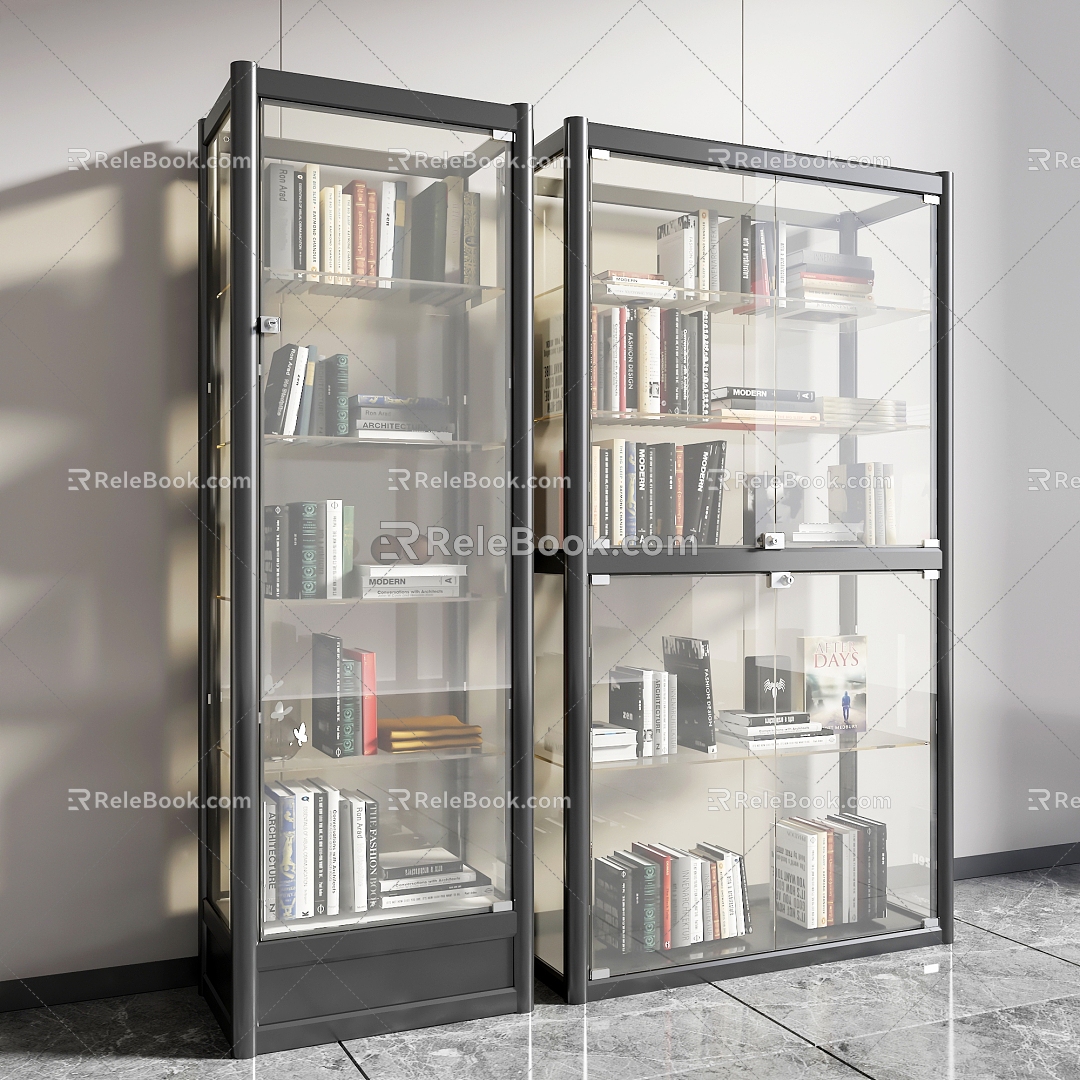 Modern Bookcase Metal Glass Bookcase Glass Storage Cabinet Metal Hand Storage Cabinet Metal Locker model