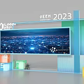 Modern QEEH 2023 Event Display Wall With Network Nodes And Colorful Cubes 3d model
