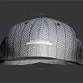 Blue Gray Geometric Pattern Woven Hat With Flat Brim And Front Label Detail 3d model