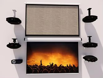 Modern Projection Curtain Projector Projection Curtain 3d model