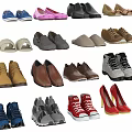 Assorted Stylish Shoes Featuring Sneakers Heels Leather Sandals And Casual Designs