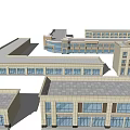 Modern Commercial Complex With Multiple Rectangular L shaped Buildings And Uniform Windows 3d model