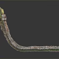 Scenic Great Wall 3D Model With Detailed Winding Structure And Green Vegetation