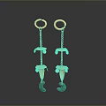 Gold Chain Earrings With Green Pendant Modern Fashionable Design Accessories