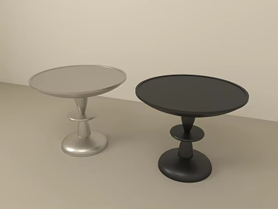 Modern Side Tables With Round Top In Silver And Black Finish 3d model