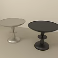 Modern Side Tables With Round Top In Silver And Black Finish