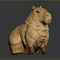 Hand Carved Capybara Wooden Sculpture By Artisan With Detailed Features And Natural Finish