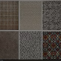 Square Rugs with Various Geometric Patterns and Modern Designs in Neutral Tones 3d model