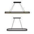 Modern Black Ring Shaped Pendant Light With Gold Metal Accents And Illuminated Design