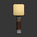 Golden Headed Hammer With Leather Straps Wooden Handle And Metal Shaft