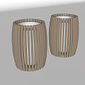 Public Facilities Featuring Two Cylindrical Metal Bodies With Vertical Striped Design 3d model