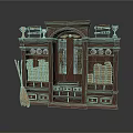 Antique Wooden Display Cabinet With Glass Shelves Drawers And Decorative Items