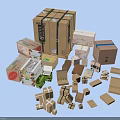Household Items Packaging With Various Cardboard Boxes And Storage Supplies