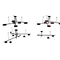 Modern Pendant Light Designs with Sleek Arms and Multiple Bulb Configurations 3d model