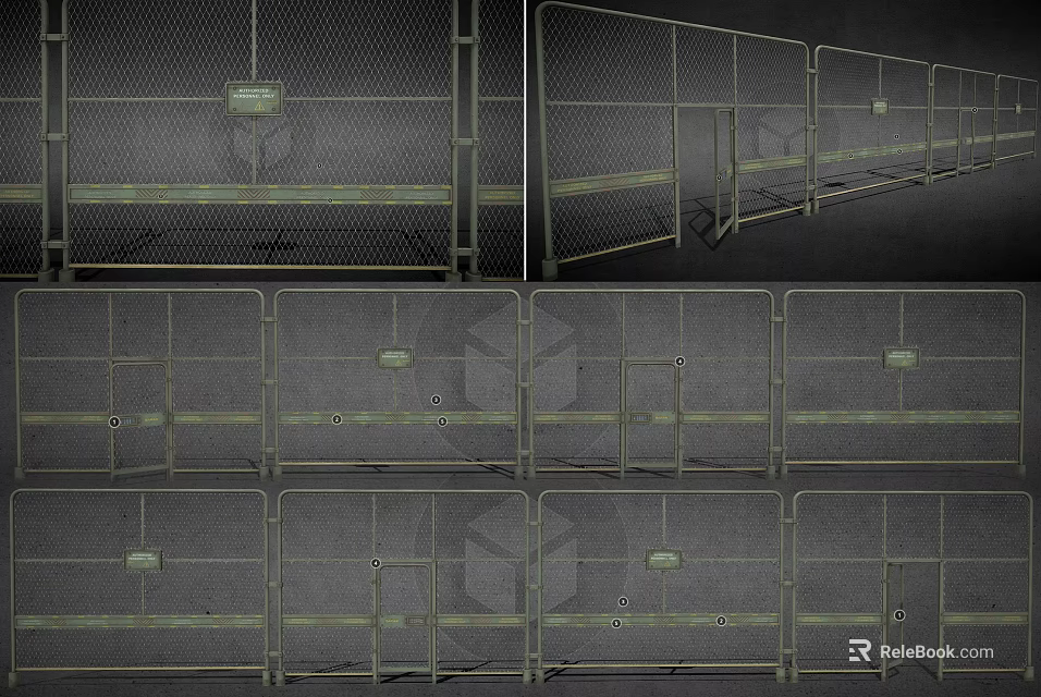 Various Durable Metal Wire Mesh Fence Panel Designs For Construction Security 3d model 