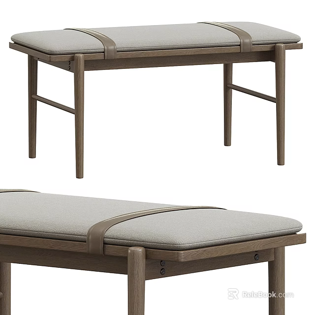 Modern Minimalist Sofa Bench With Sturdy Wooden Frame And Comfortable Linen Seat 3d model 