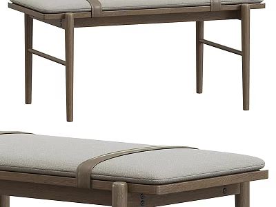 Modern Minimalist Sofa Bench With Sturdy Wooden Frame And Comfortable Linen Seat 3d model