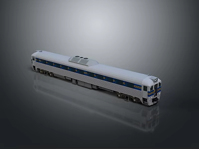 Modern Silver And Blue Streamlined Train With Multiple Carriages And Reflective Surface 3d model