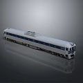Modern Silver And Blue Streamlined Train With Multiple Carriages And Reflective Surface 3d model