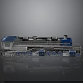 Vintage Blue And Silver Steam Locomotive Model With Metal Wheels On Grey Reflective Surface