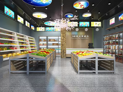industrial LOFT fruit shop fruit supermarket 3d model