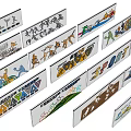 Colorful Background Wall Decor Panels With Sports Figures And Various Patterns