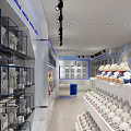 Handmade Dolls Shopping Mall Retail Store With Display Shelves And Blue Cabinets