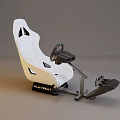 White Playseat Racing Gaming Seat With Steering Wheel And Pedals Setup
